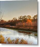 Autumn Sunset Reflection Metal Print