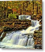 Autumn By The Waterfall Metal Print