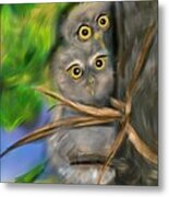 Baby Owls Metal Print