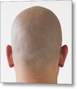 Back View Of Man With Shaved Head Metal Print