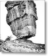 Balanced Rock In Black And White Metal Print