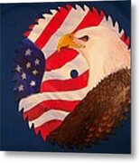 Bald Eagle And American Flag Metal Print