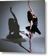 Ballet Dancer Performing In Spotlight Metal Print