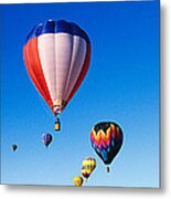 Balloons Floating In Blue Sky Metal Print