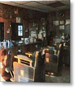 Barber - Barber Shop With Sun Streaming Through Window Metal Print