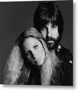 Barbra Streisand With Hair Stylist Jon Peters Metal Print