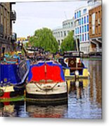 Barges On The Canal Metal Print