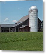 Barn And Silo In Vermont Metal Print