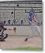 Baseball Batter Contact Digital Art Metal Print