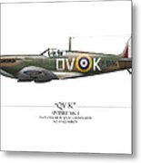 Battle Of Britain Qvk Spitfire - White Background Metal Print