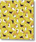 Beagle Scatter Yellow Metal Print