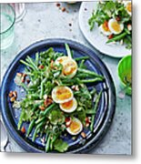 Bean, Coriander, Egg And Almond Salad Metal Print