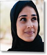 Beautiful Arab Woman In Smiling Portrait Outdoor Metal Print