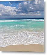 Beautiful Beach Ocean In Cancun Mexico Metal Print