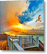 Beautiful Beach Seaside Florida Beach Staircase Metal Print