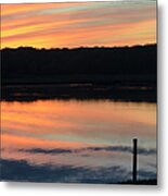 Beautiful Pink And Yellow Sunset Over A Connecticut Salt Marsh Metal Print