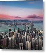 Beautiful Sunset Sky Over City Skyline Metal Print