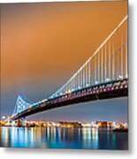 Ben Franklin Bridge And Philadelphia Skyline By Night Metal Print