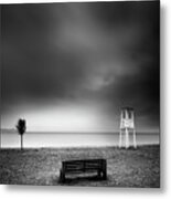 Bench On The Beach Metal Print