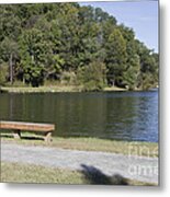 Bench Overlooking Lake Lure Metal Print