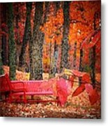 Benches In The Park Metal Print