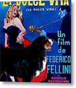 Bernese Mountain Dog Art Canvas Print - La Dolce Vita Movie Poster Metal Print