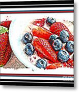 Berries And Yogurt Illustration - Food - Kitchen Metal Print