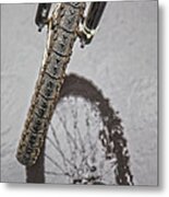 Biking In The Rain Metal Print