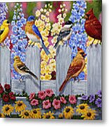Bird Painting - Spring Garden Party Metal Print
