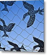 Birds Of Paradise Caught In A Net Metal Print