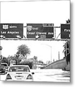 Black And White Abstract City Photography...l.a. Freeway Metal Print