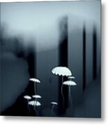 Black And White Mushrooms Metal Print