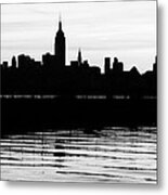 Black And White Nyc Morning Reflections Metal Print