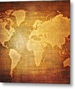 Blank World Map Vintage Metal Print