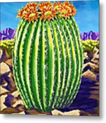 Blooming Barrel Cactus Metal Print