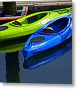 Blue And Green Kayaks Metal Print