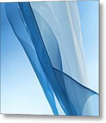 Blue And White Silk On A Bright Metal Print
