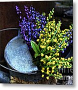 Blue And Yellow Flowers Metal Print