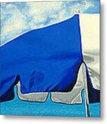 Blue Beach Umbrellas 1 Metal Print