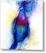 Blue Crowned Pigeon Metal Print