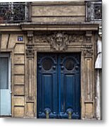 Blue Door In Paris Metal Print