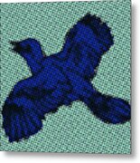 Blue Halftone Bird Metal Print