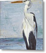 Blue Heron On Blue Ii Metal Print