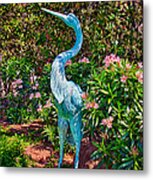 Blue Heron Sculpture Metal Print