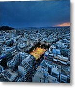 Blue Hour In Athens Metal Print