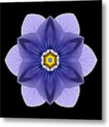 Blue Pansy I Flower Mandala Metal Print
