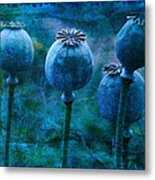 Blue Poppy Grunge Metal Print