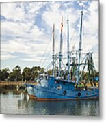 Blue Shrimp Boats On Shem Creek Metal Print