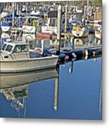 Boat Moored In Harbor Metal Print