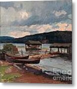 Boats On The Shore Metal Print